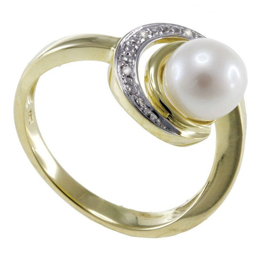 Ring Pearl 10 Kt Diam Roger Roy 225604