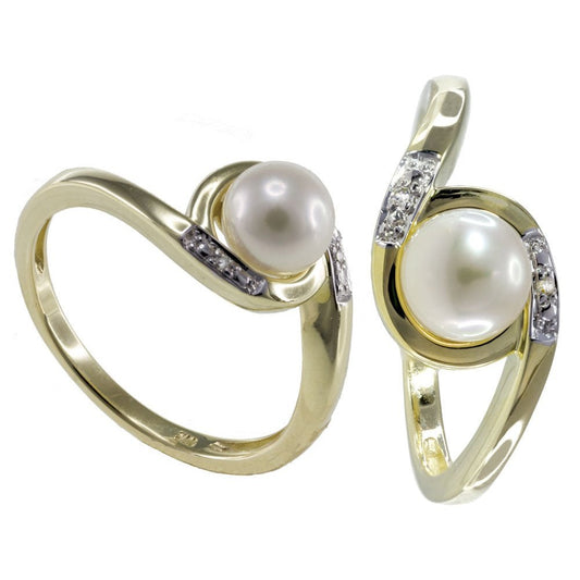 Ring Pearl 10 Kt Diam Roger Roy 226038