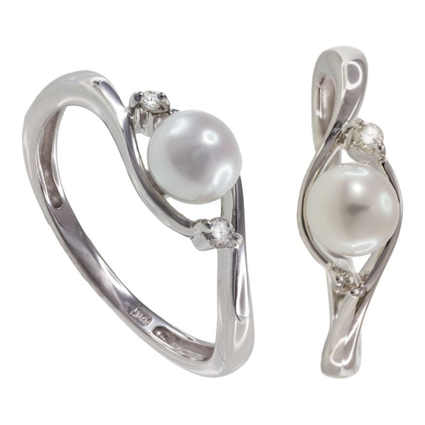 Ring Pearl 10 Kt Diam Roger Roy 224060